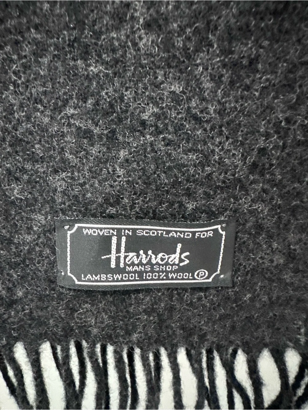 Harrods Dark Charcoal Wool Scarf
